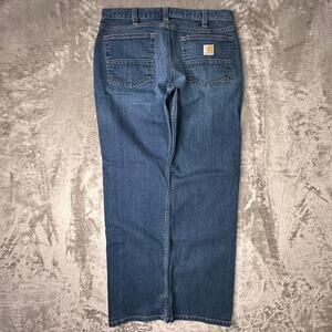 Carhartt Relaxed Fit Utility Workwear Dark Blue Denim Jeans Size 33 X 30